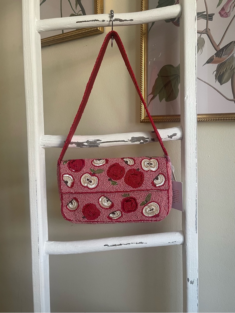Embroidered Beaded Shoulder Bag